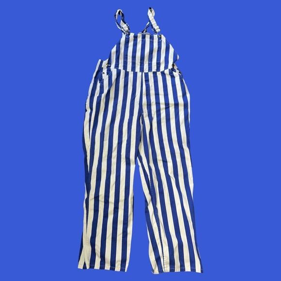 Unisex Game Day Royal Blue Striped Overall Bibs Size Large NFL MLB NHL NBA - Picture 1 of 6